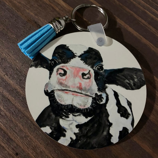 Black & White Cow Keychain